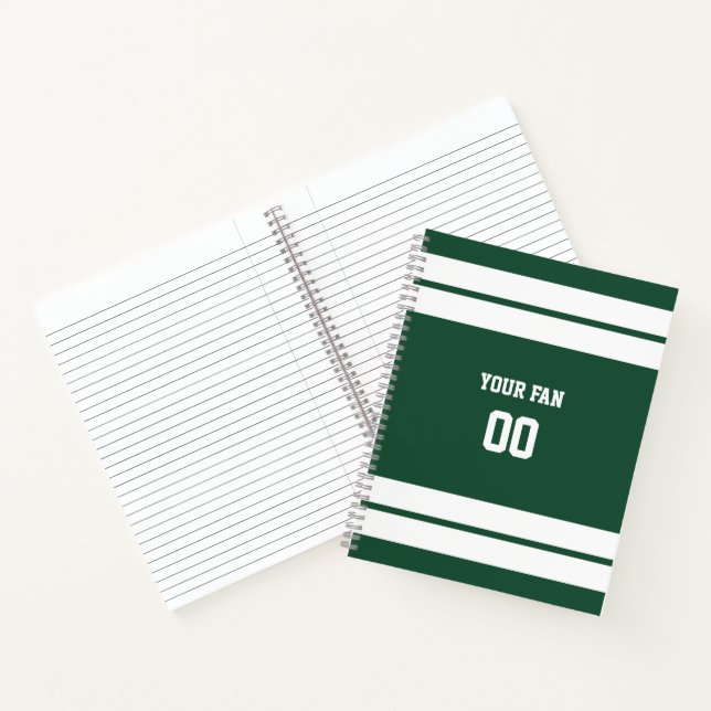 Green & White Football Team Spiral Notebook (Inside)