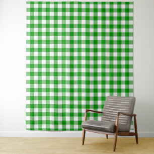 Green & White Gingham Check Tapestry
