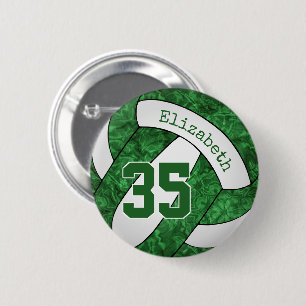 green white girly volleyball team colours  6 cm round badge