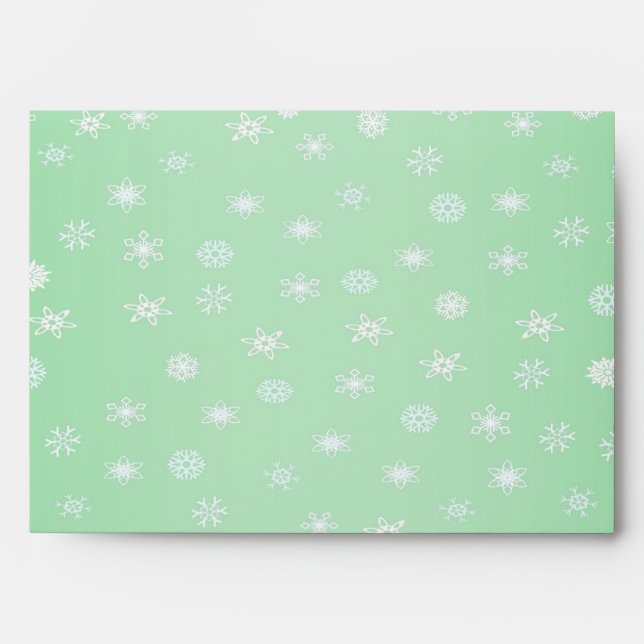 Green & White Glitter Snow Confetti Faux Foil Envelopes (Front)