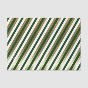 Green, White, Gold Diagonal Stripe Tissue Paper