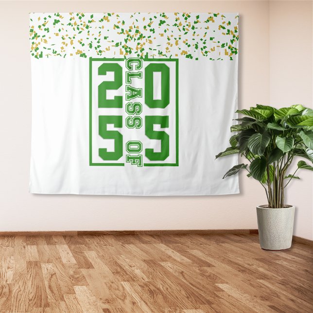 Green White Gold Graduation Class of Typography Tapestry (Creator Uploaded)