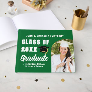 Green White Graduate Photo Custom Graduation Guest Book
