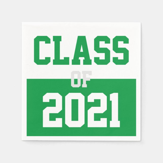 Green & White Graduation Class of 2024 Napkin (Front)
