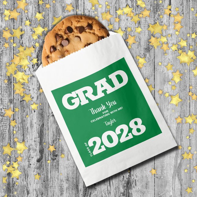 Green White Graduation Party Favour Bag (Green and White Graduation Party Treat Favor Bags)