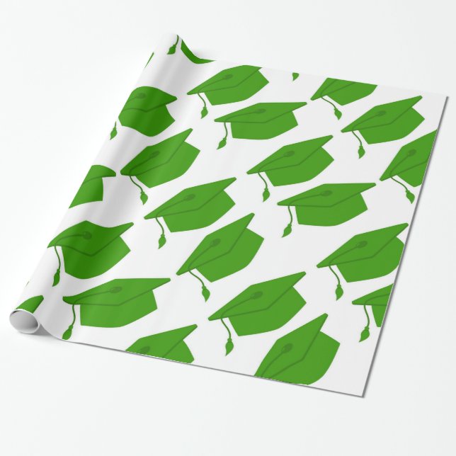 GREEN & WHITE GRADUATION WRAPPING PAPER (Unrolled)