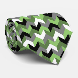 Green, White, Grey and Black Chevron Arrow Tie