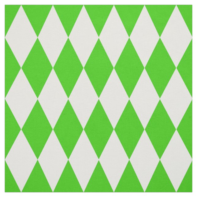 Green White Harlequin Diamonds Checkers Design  Fabric (Swatch)