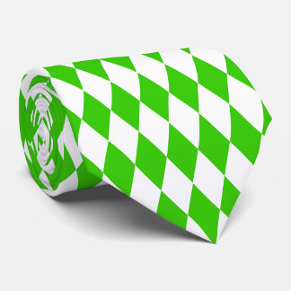 Green White Harlequin Diamonds Checkers Design Tie
