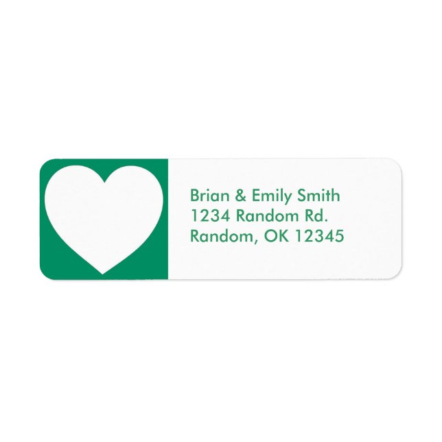 Green white heart custom return address labels (Front)