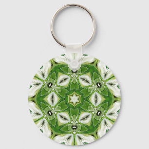 Green White Hexagon Kaleidoscope Keychain