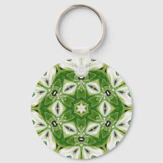 Green White Hexagon Kaleidoscope Keychain