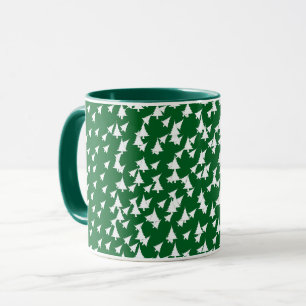 Green White Holiday Trees Combo Mug