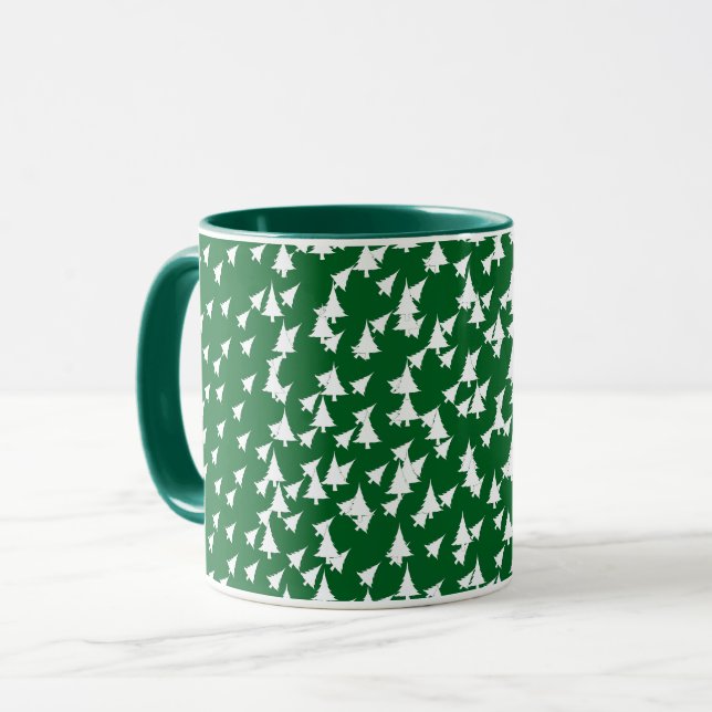 Green White Holiday Trees Combo Mug (Front Left)
