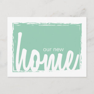 Green & White Home Key Lock New Home Announcement