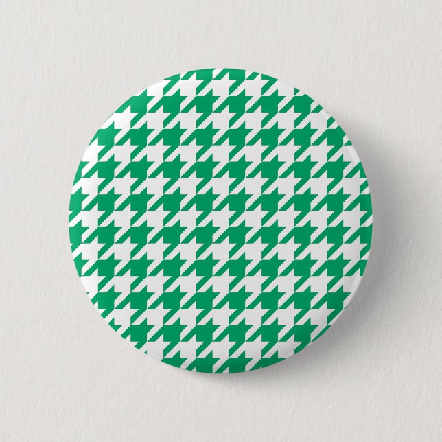 Green White Houndstooth Check 6 Cm Round Badge (Front)