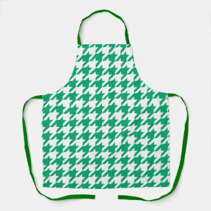 Green White Houndstooth Check Apron