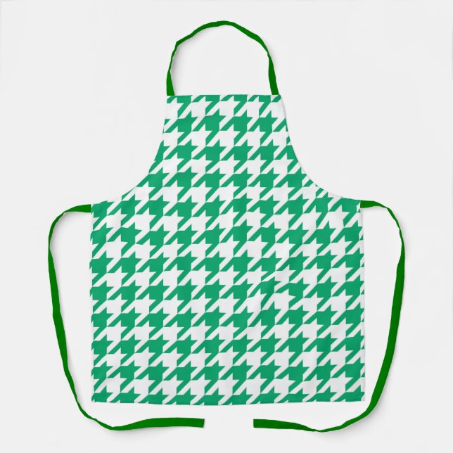 Green White Houndstooth Check Apron (Front)