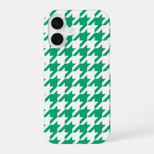 Green White Houndstooth Check iPhone 16 Case
