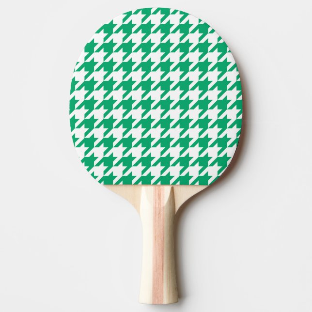 Green White Houndstooth Check Ping Pong Paddle (Front)