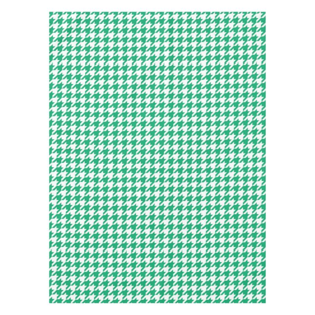 Green White Houndstooth Check Tablecloth (Front)
