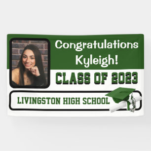 Green & White Indoor Graduation Banner