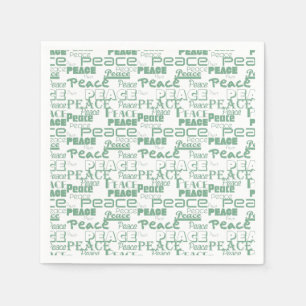 Green White Inspirational Peace  Napkin