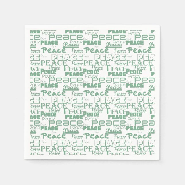Green White Inspirational Peace  Napkin (Front)