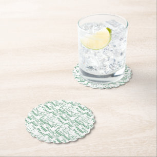 Green White Inspirational Peace Paper Coaster