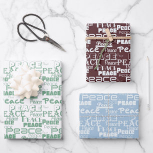 Green White Inspirational Peace  Wrapping Paper Sheet