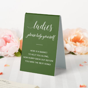 Green White Ladies Women’s Bathroom Basket Wedding