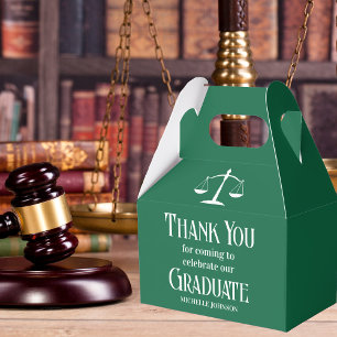 Green White Law School Custom Graduation Party Favour Box