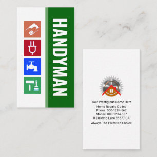 Green White Layers Handyman Tools Business Card