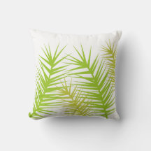 Green & White Leaves Accent Throw Pillow