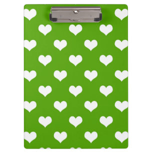 Green White Love Heart Pattern Design Clipboard