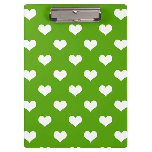 Green White Love Heart Pattern Design  Clipboard (Front)
