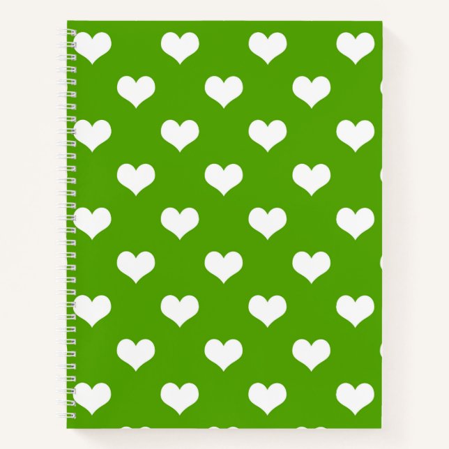 Green White Love Heart Pattern Design  Notebook (Front)