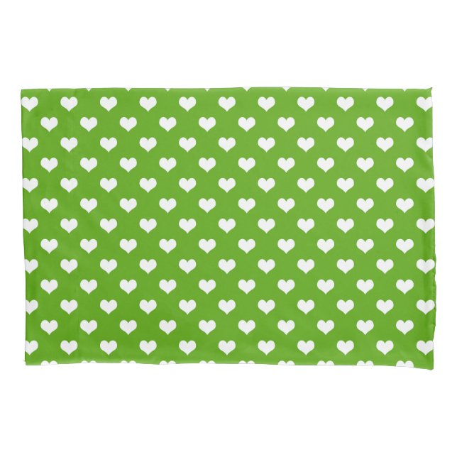 Green White Love Heart Pattern Design  Pillowcase (Front)