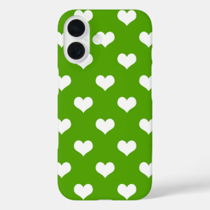 Green White Lovely Hearts Design  iPhone 16 Case
