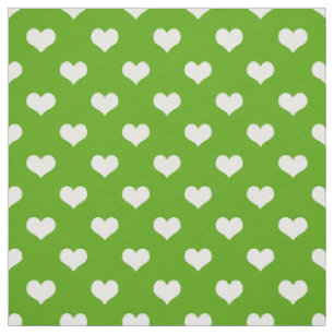 Green White Lovely Hearts Design  Fabric