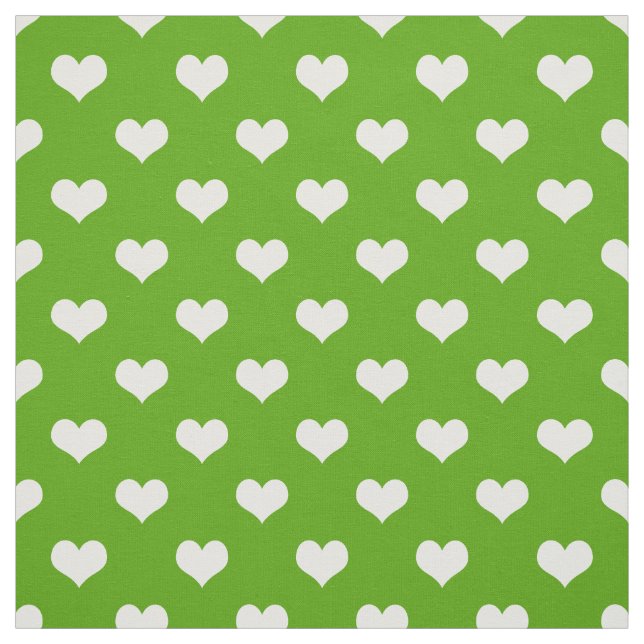 Green White Lovely Hearts Design  Fabric (Swatch)