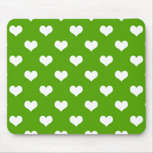 Green White Lovely Hearts Design Mouse Pad