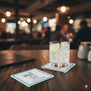 Green White Minimalist Free Wifi Hotel Internet  Glass Coaster