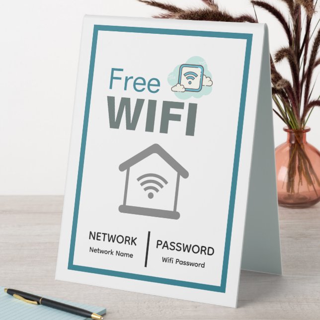 Green White Minimalist Free Wifi Network Internet  (In SItu (Table))