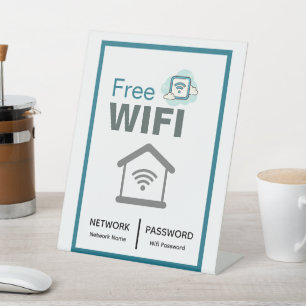 Green White Minimalist Free Wifi Network Internet Pedestal Sign