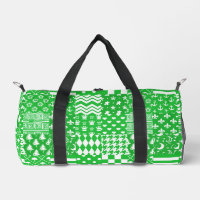 Green White Mixed Patterns Patchwork Design 