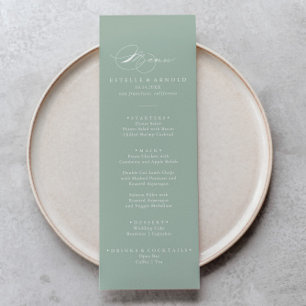 Green White Modern Calligraphy Dinner Menu