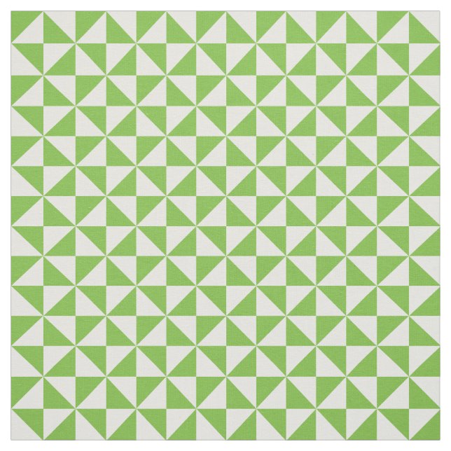Green White Modern Triangles Pattern Fabric (Swatch)