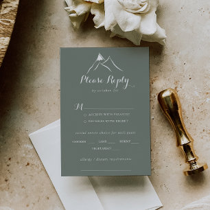 Green White Mountain Wedding Menu Choice RSVP