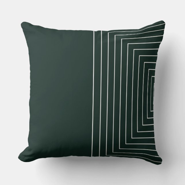 Green White Nested Squares Throw Pillow (Front)